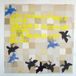 text based art screen print antique quilts